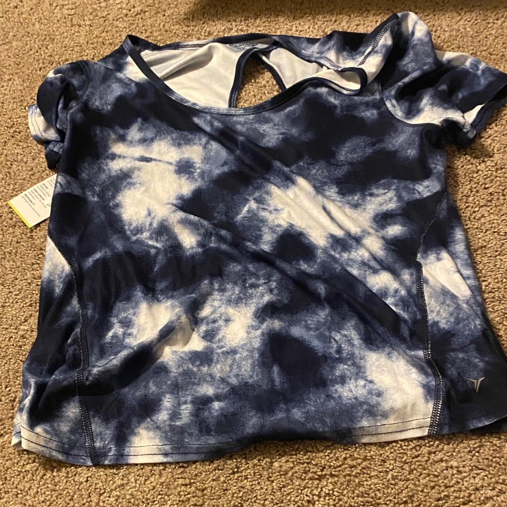 Women's Blue Tie-Dye Top old navy workout too